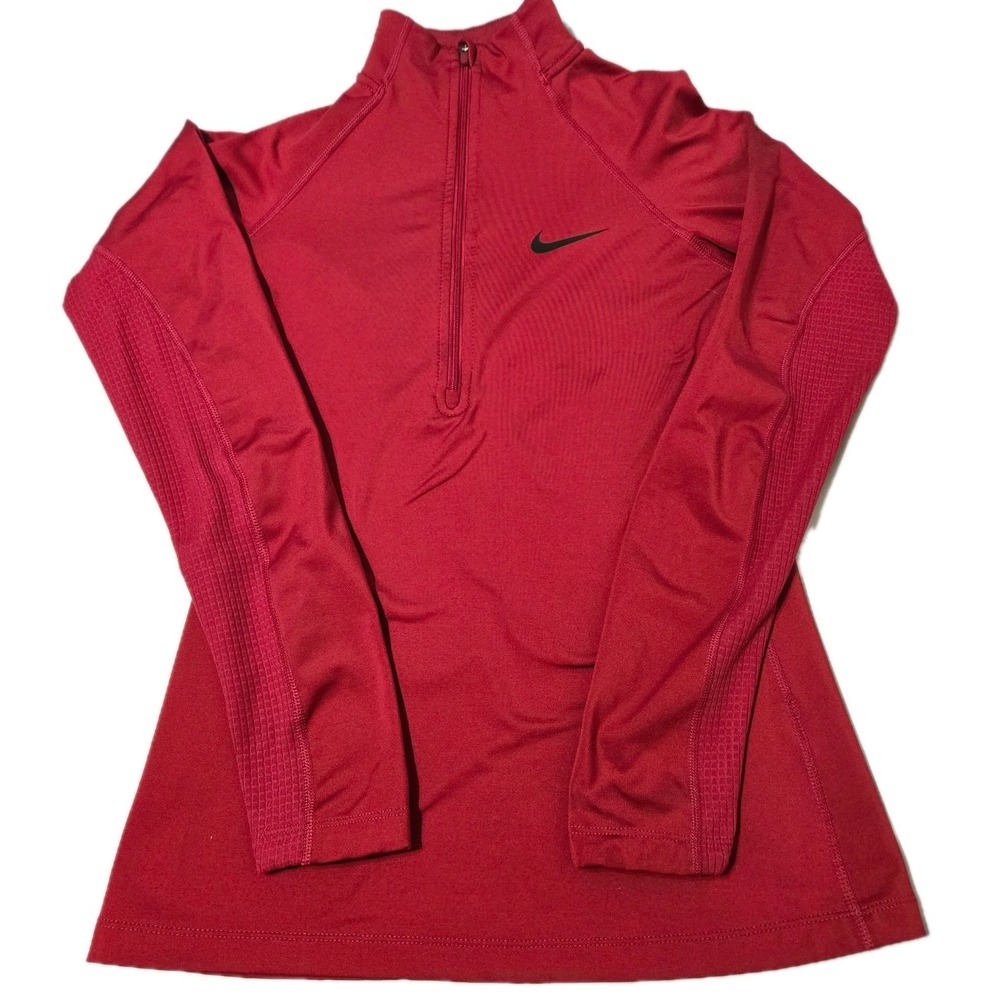 Nike Women's Pro Dri-Fit Long Sleeve 1/4 Zip Shirt Maroon Size XS